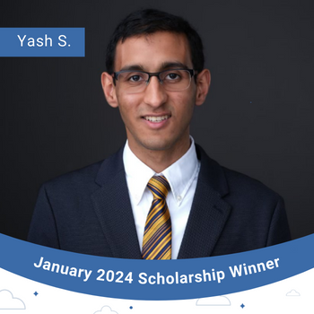 January 2024 Scholarship Winner Instagram Post- Yash S.