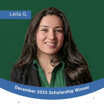 December 2025 Scholarship Winner Instagram Post- Leila G. 350
