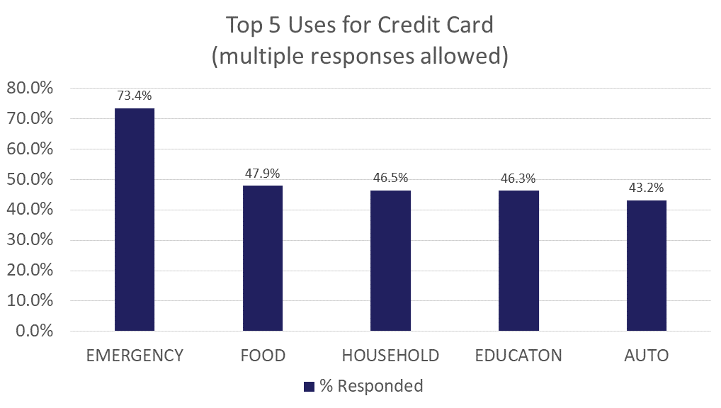 Top 5 uses for a credit card survey by 1st financial bank USA