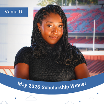 May 2026 Scholarship Winner Instagram Post- Vania D. 350